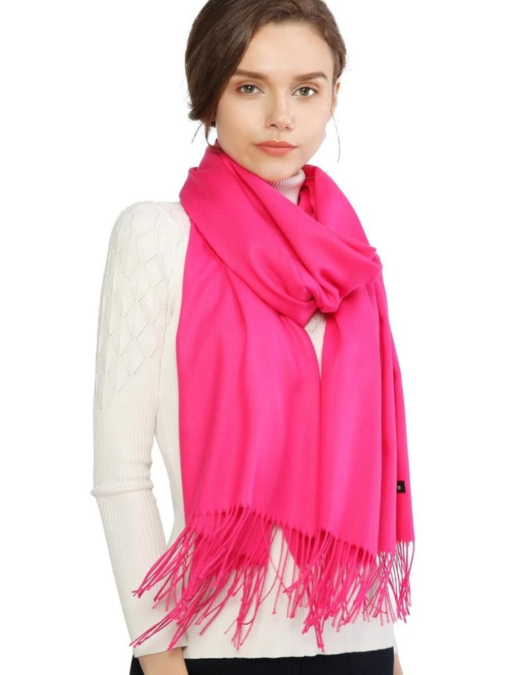 Women's Rose Red Wedding Bridal Scarf Pashmina Shawls Long Large Scarves